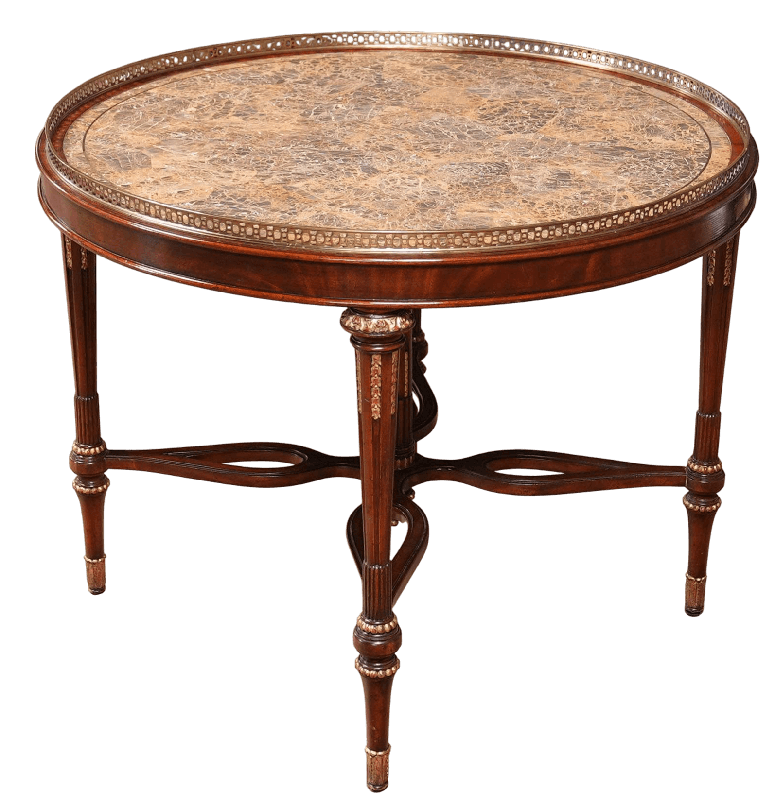 Maitland Smith Louis XVI Style Round 40" Mahogany Diameter Center Table - Vintage Late 20th Century