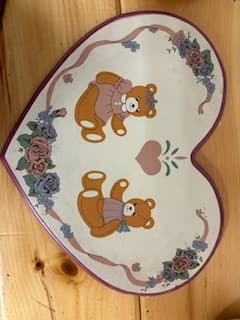 Vintage Wood Teddy Bear Heart - Image 1