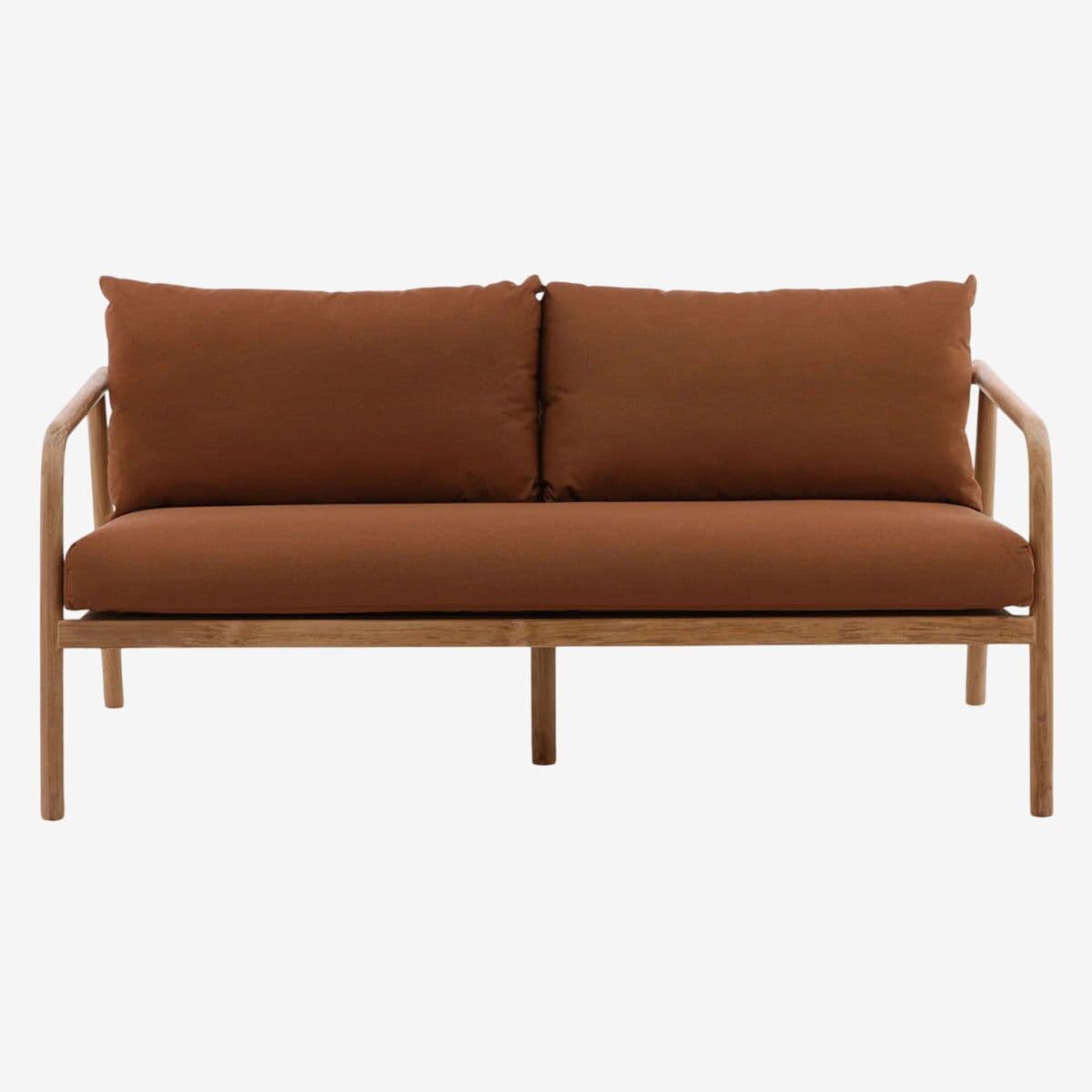Outdoor Rust Cushion Teak Sofa
