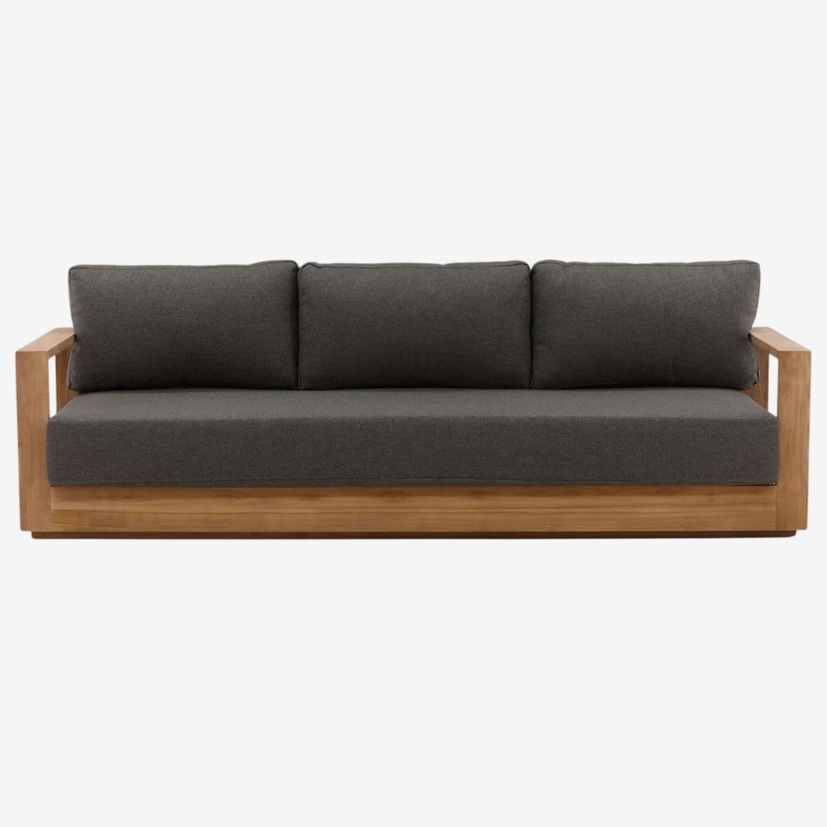 Outdoor Charcoal & Teak Sofa