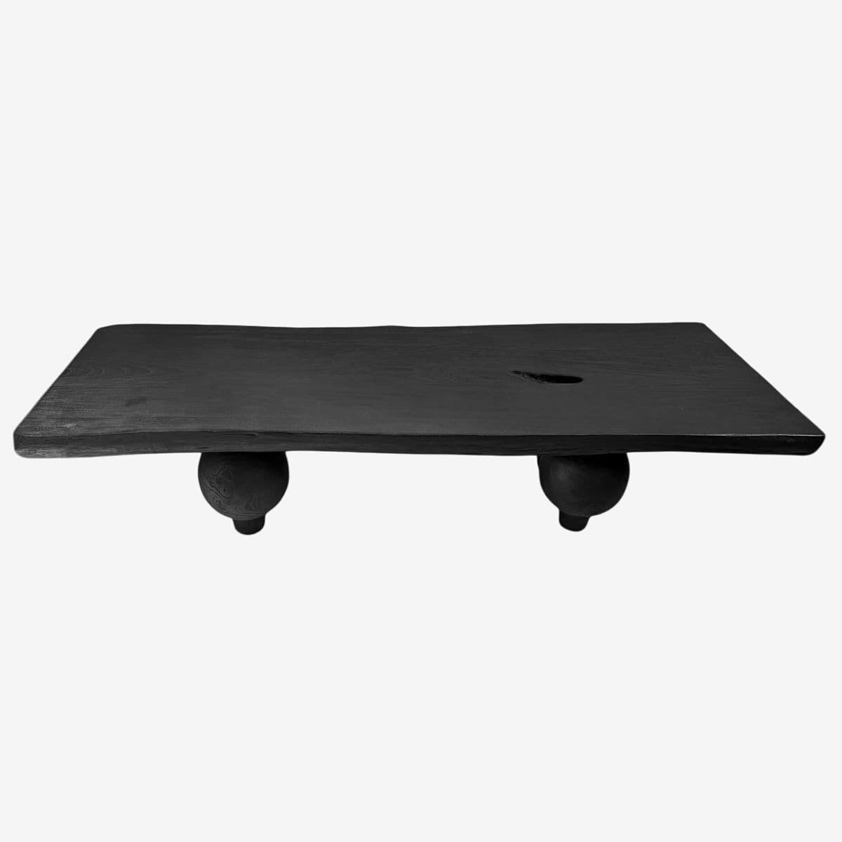 Black Slab Ball Leg Coffee Table Bench
