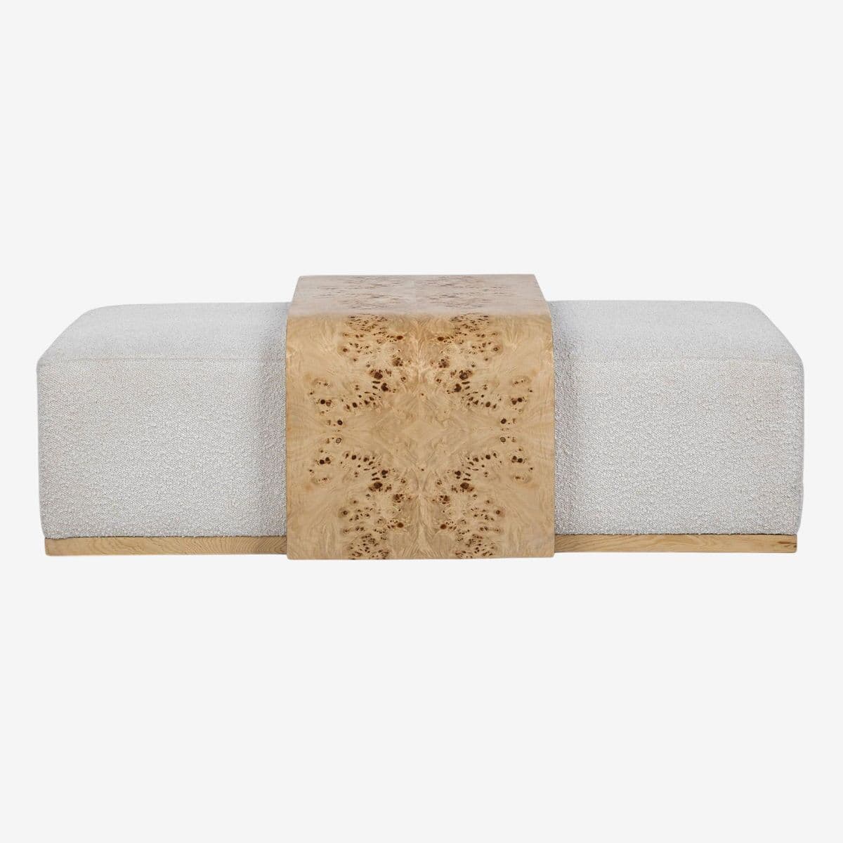Burl Wood & Boucle Ottoman Table