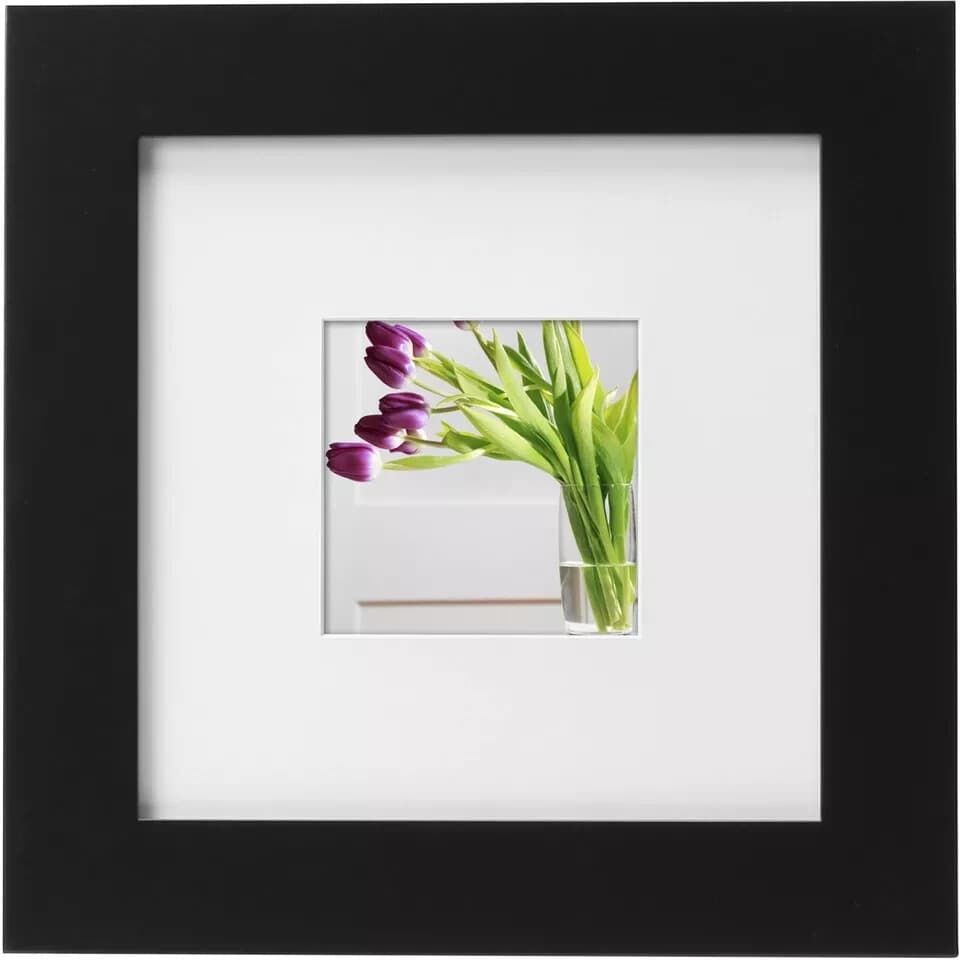 Museum 8x8 Matted to 4x4 Flat Wide Gallery Picture Frame, Black - Image 1