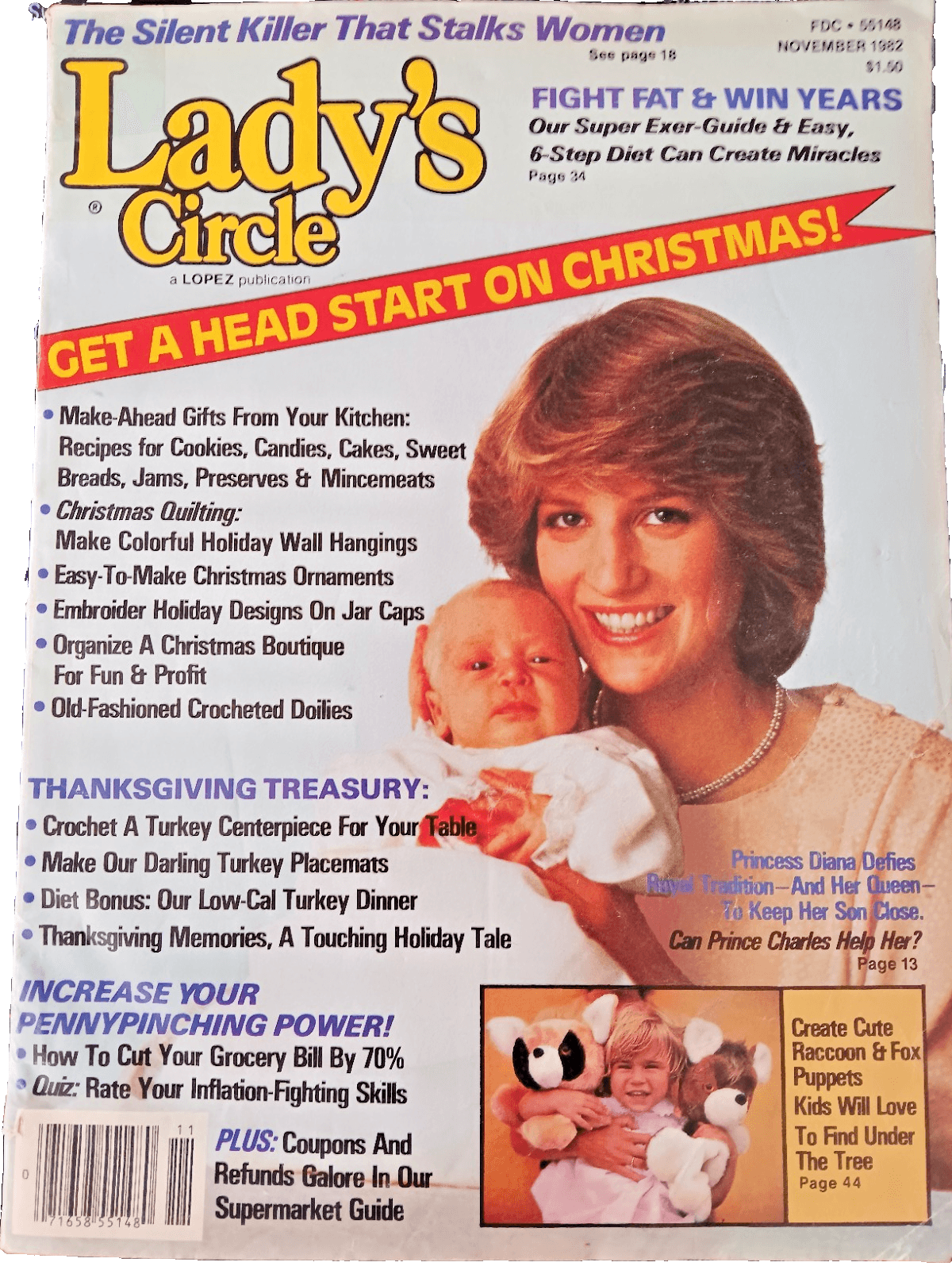 Lady's Circle November 1982 The Silent Killer That Stalks Women - Princess Diana