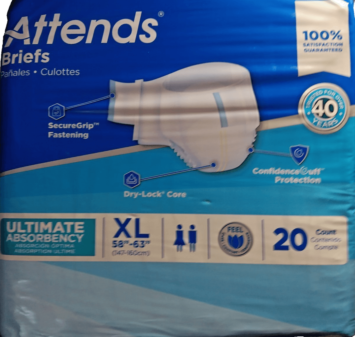 Attends Advanced Incontinence Brief XL Contoured DDC40 Severe 20 Ct