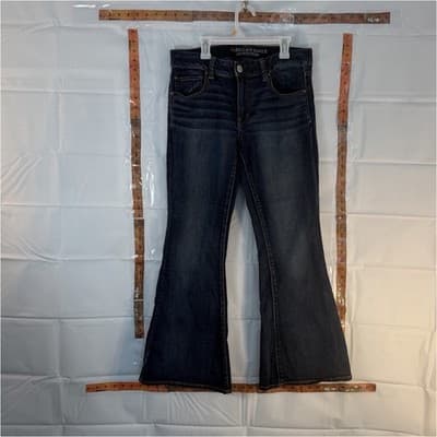 American Eagle Outfitters Flared Jeans Dark Blue Denim Dark Wash 5-Pocket Women - Image 1