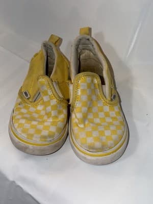 VANS Checkerboard Yellow Slip-On Canvas Baby Shoes US Size 10 - Image 1