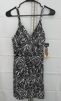 Lands' End Women's Swimdress Black White Floral UPF 50+ Adjustable Straps S - Image 1