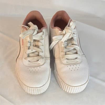 PUMA Unisex Kids White Pink Sneakers 2C US 33 EU 1 UK 370678-02 Lace Up - Image 1