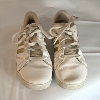 adidas Unisex Kids White Gold Sneakers US 4 EU 36 UK 3.5 CG5844 Lace Up
