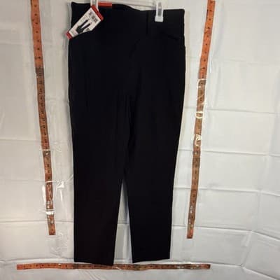 Hilary Radley Women's Black Slim Straight Dress Pants Tummy Control 27" Inseam