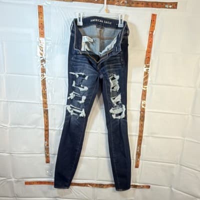 American Eagle High Rise Jegging Distressed Blue Stretch Women's Jeans - Image 1