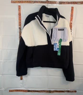 Columbia Women's Lodge Sherpa Pullover, Navy Blue and White, Sizes XL and SM