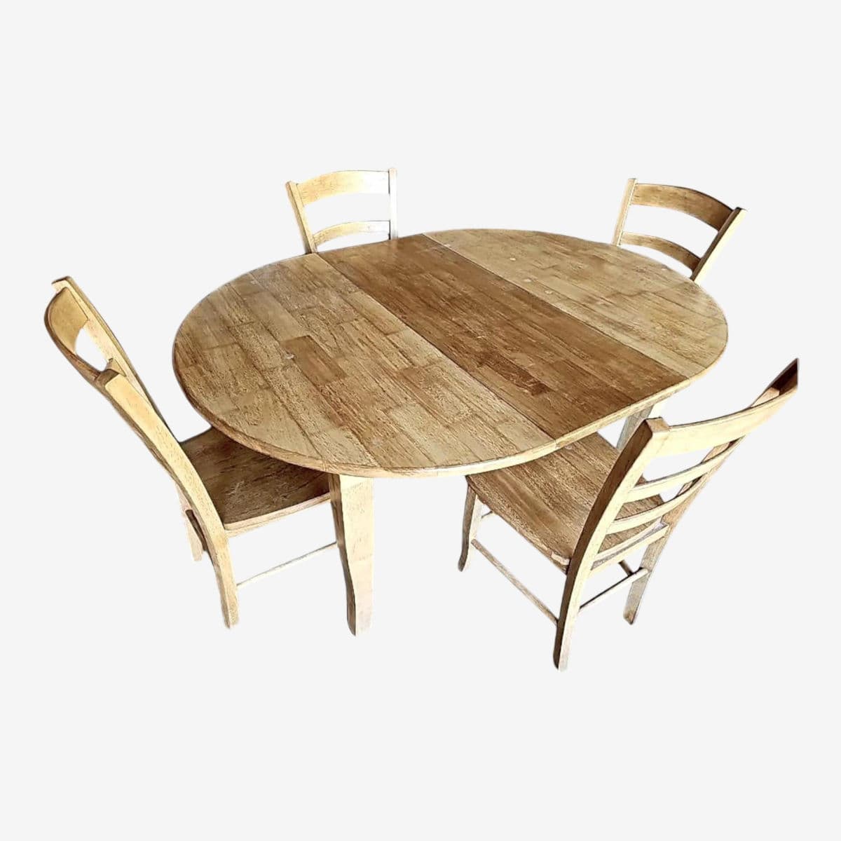 Vintage Amish Style Expandable Rustic Farmhouse Kitchen Table and 4 Ladderback Chairs - Image 1