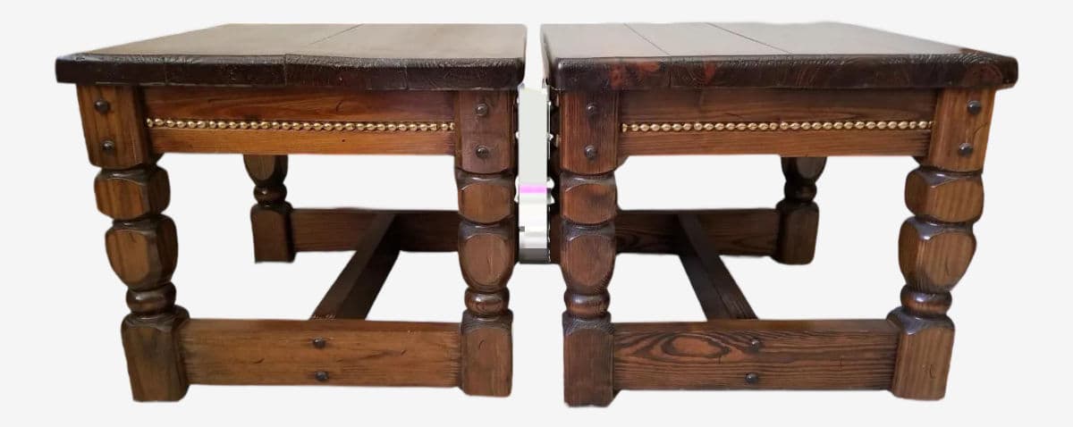 20th C English Dark Walnut Rustic Bobbin Turned Side Table - Image 1