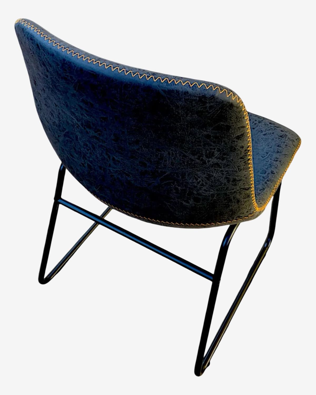 Charcoal Black Faux Leather Curved Bucket Dining Chairs on Black Metal Base - Set 4 - Image 1