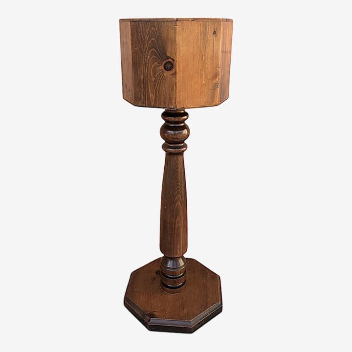 1970s Turned Wood Octagonal Plant Stand / Plant Holder / Ice Bucket Holder - Image 1