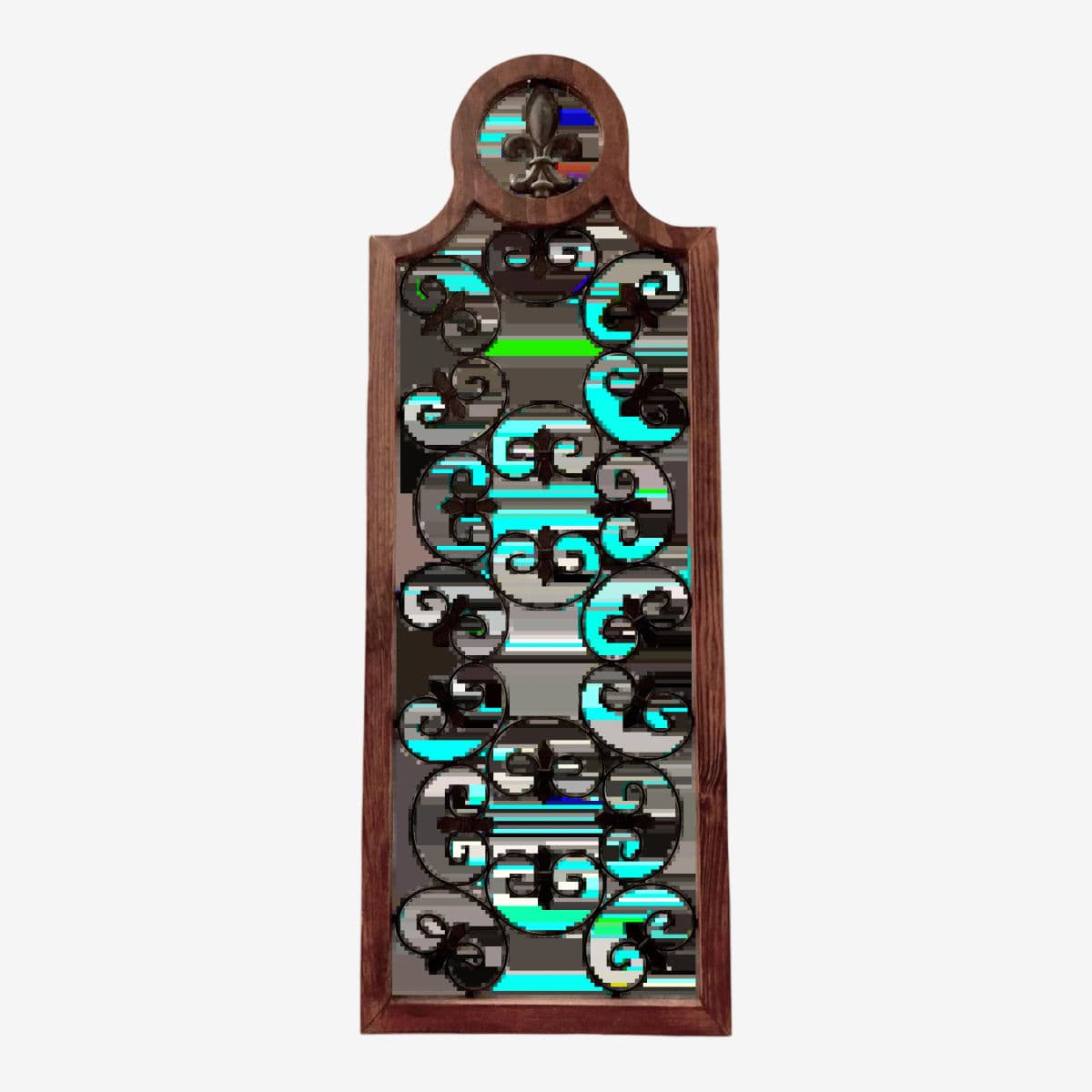 Contemporary Wood and Metal Arabesque Inspired Scrolling Decorative Screen - Image 1