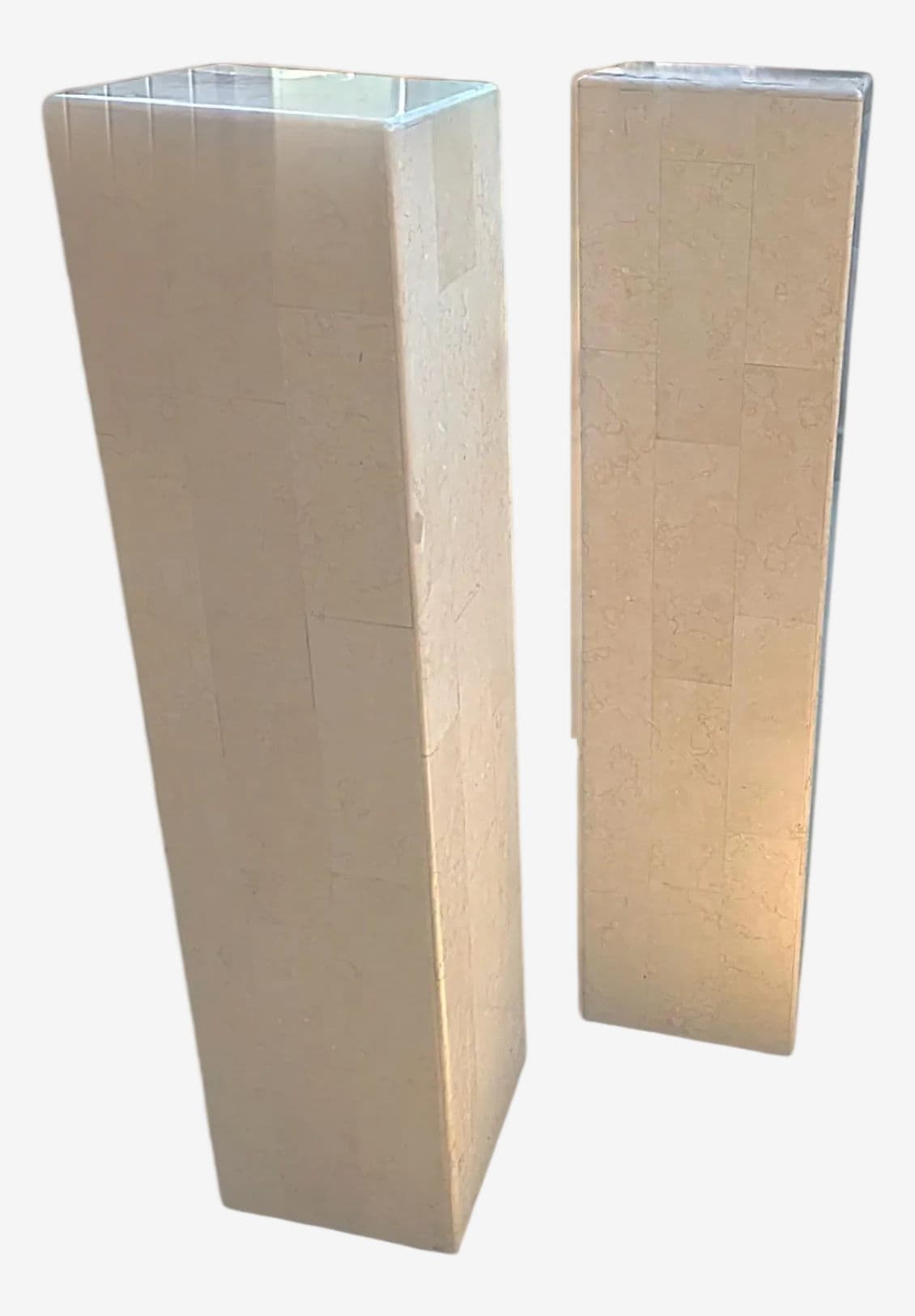 1980's Maitland-Smith Modernist Tessellated Shell Pedestals - A Pair - Image 1