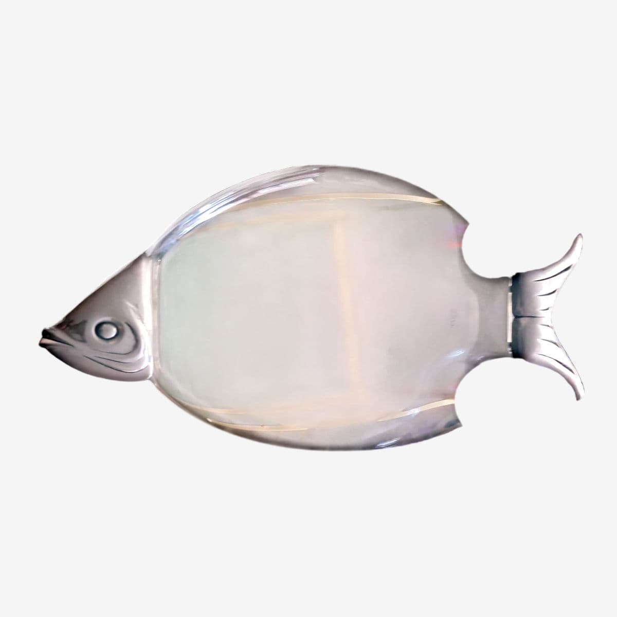 1960s Lucite Fish Shaped Serving Platter With Aluminum Head and Tail - Image 1
