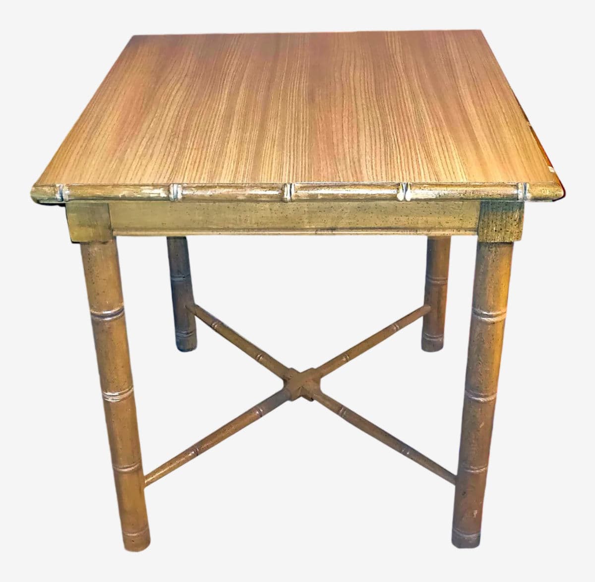 Vintage Aesthetic Movement R J Horner Wood Formica Topped Faux Bamboo Rattan Side Table - Image 1