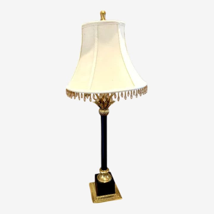 Neoclassic 30" Tall Buffet Lamp With Palm Fronds Feature - Image 1