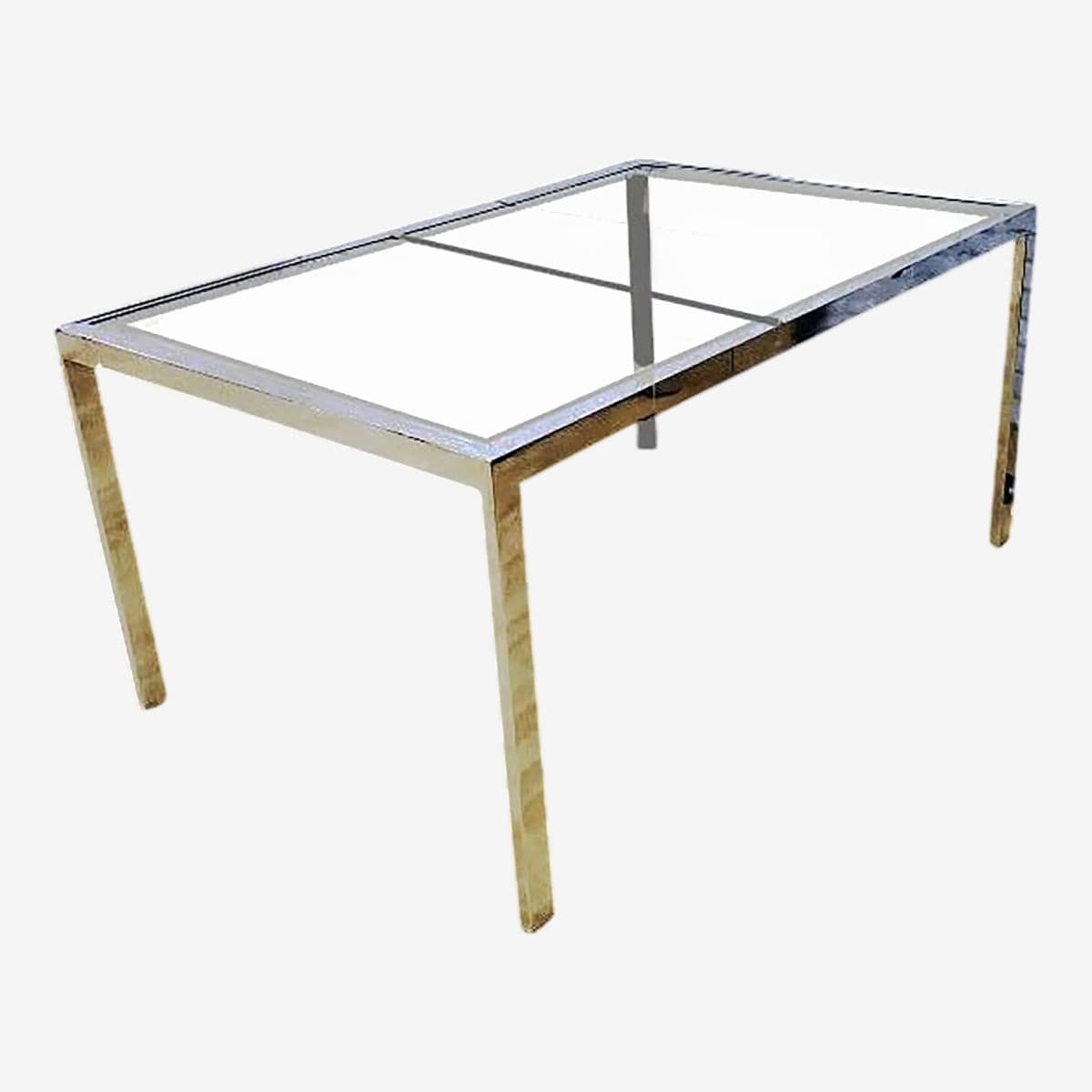 Modernist Milo Baughman for D. I. A. Chrome and Glass Dining Table With 20” Leaf Extension - Image 1