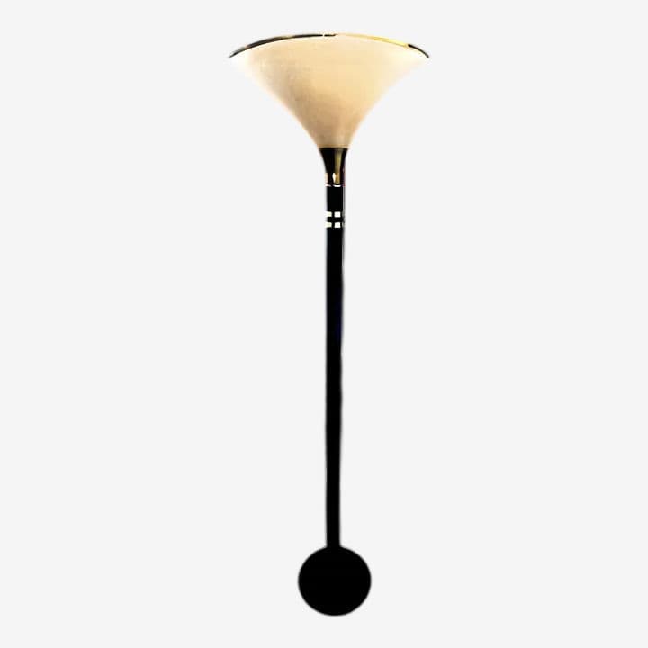 Post Modern Black Metal and and Brass Torchiere Floor Lamp - Image 1