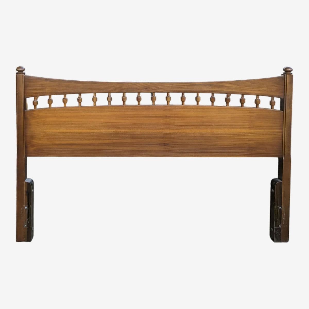 1970s Mid-Century Honey Chestnut All Wood Spindle Queen Sized Headboard