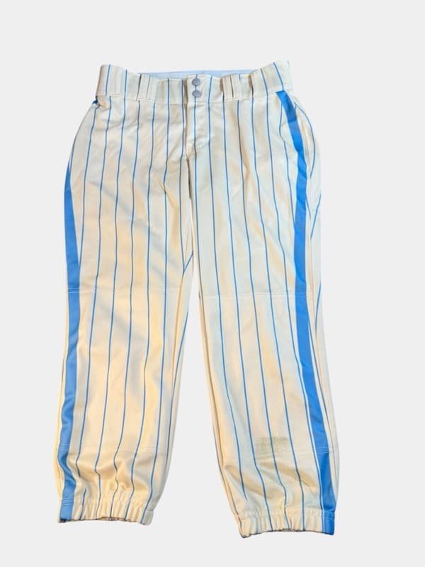 Champro Womens Medium Yellow and Light Blue Pinstripe Baseball Softball Pants - Image 1