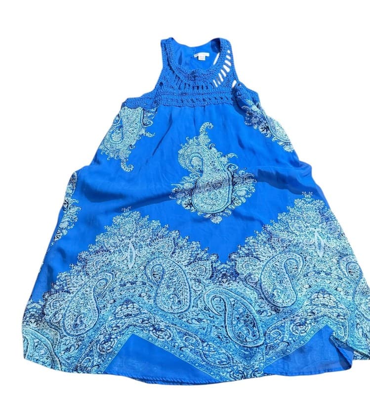 Xhilaration Blue Paisley Sleeveless Dress XS - Image 1