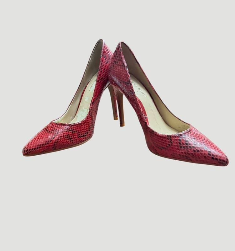 Gianni Bini Larsa Red Snake Print Pointed Toe Stiletto Pumps - Image 1