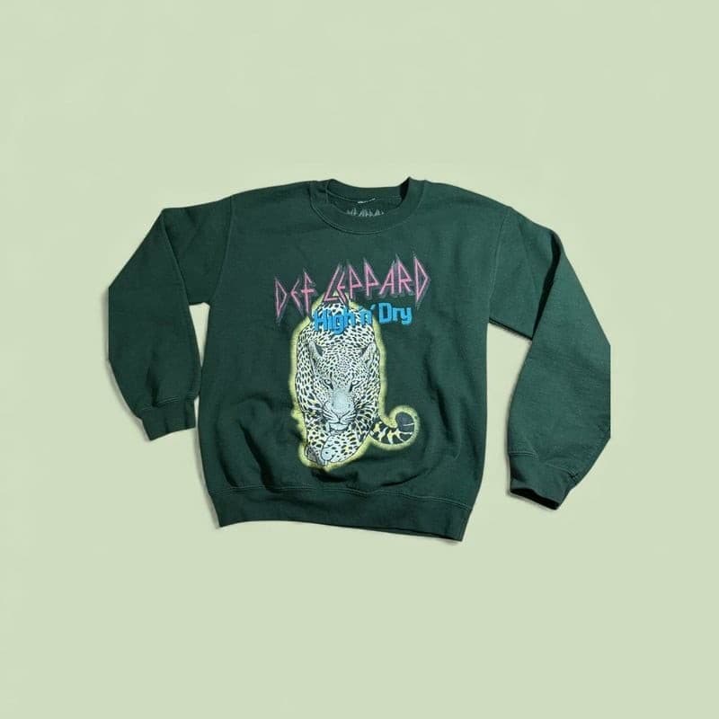 Vintage Def Leppard Pyromania 1983 United States Tour Black Crewneck Sweatshirt - Image 1