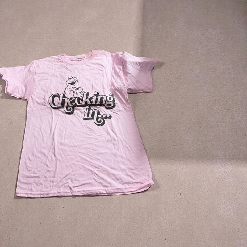 Sesame Street Elmo "Checking In" Pink Graphic T-Shirt - Image 1