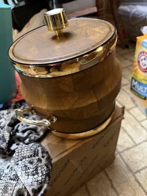 Vintage Shelton-Ware Ice Bucket Style #1050 Faux Wood Mid Century - Image 1