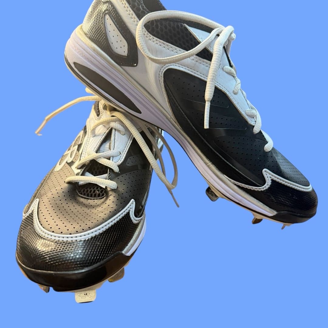 Boombah White and Black Metal Baseball Cleats Size 11 - Image 1