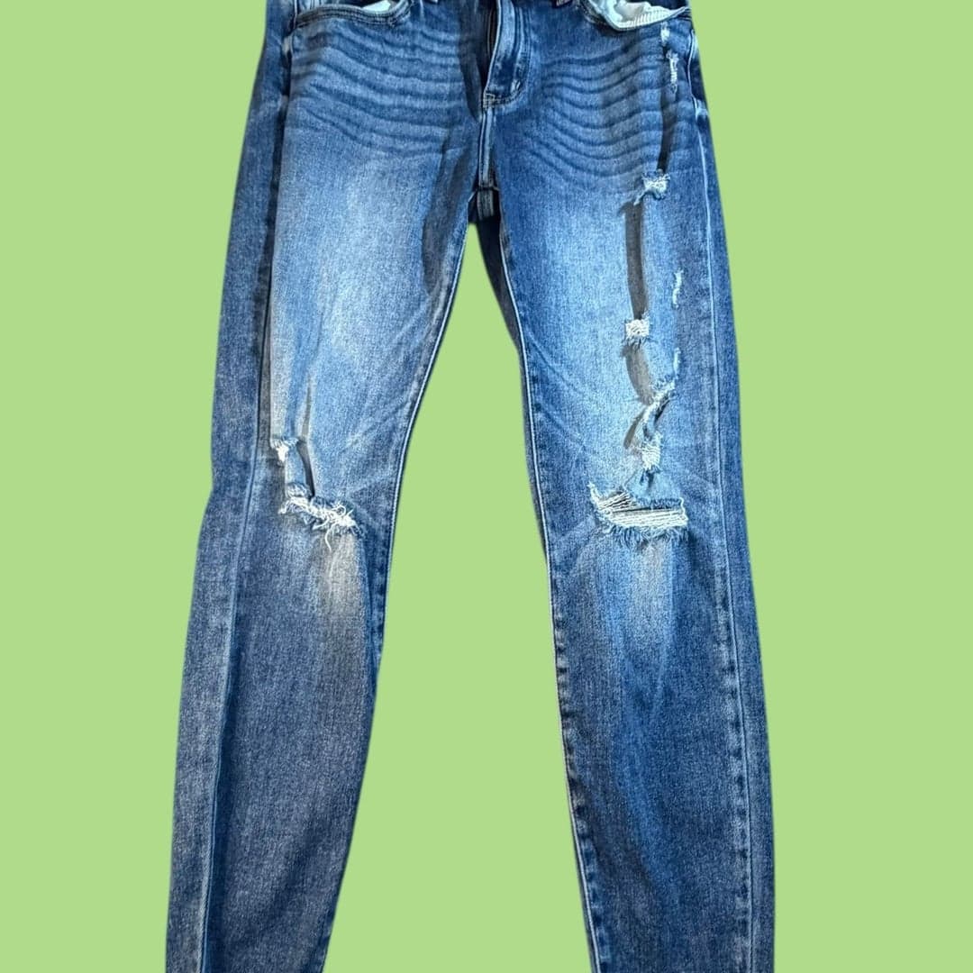 KanCan Signature Mid-Rise Ankle Skinny Distressed Raw Hem Jeans Size 28 - Image 1