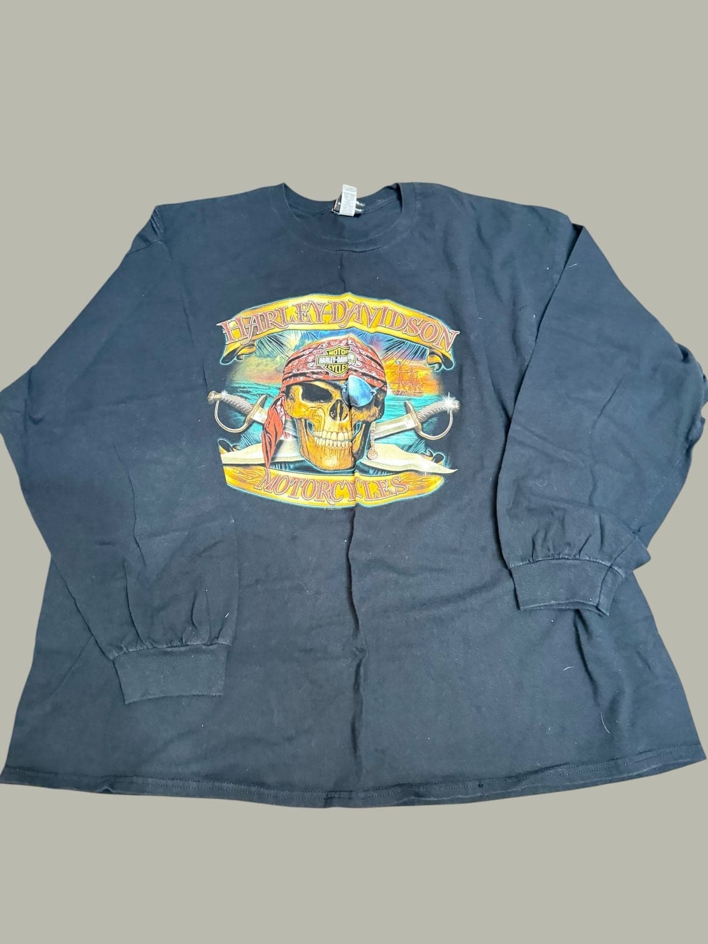 Harley-Davidson Orlando Florida Pirate Skull Long Sleeve Graphic T-Shirt 3XL