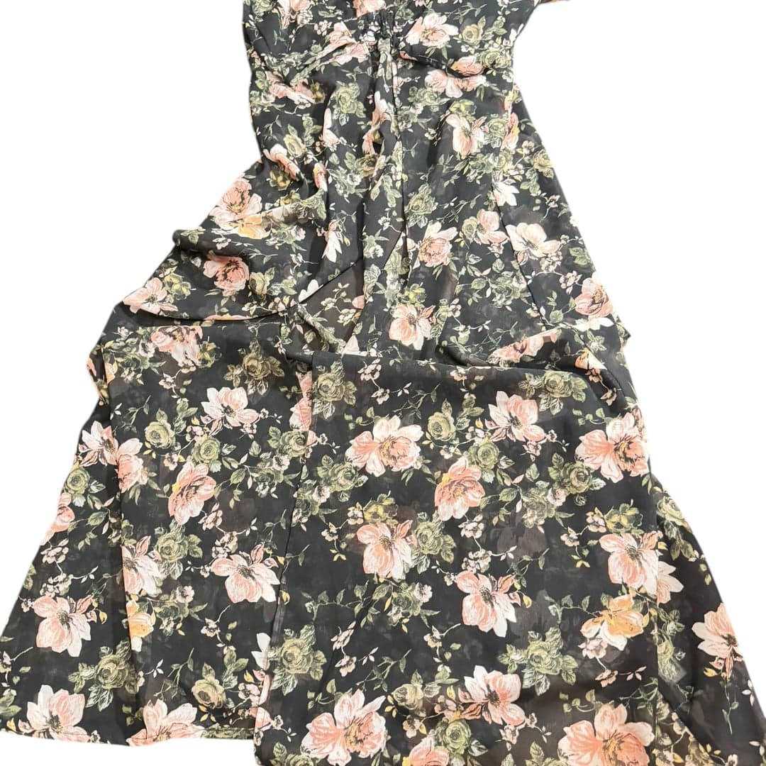 Truth Black Floral Maxi Dress Women’s Size Small Made in India - Image 1