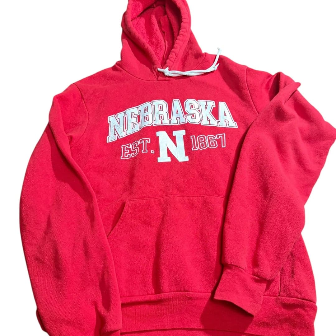 Nebraska Cornhuskers Red Pullover Hoodie Fleece Lined College Sweatshirt - Image 1