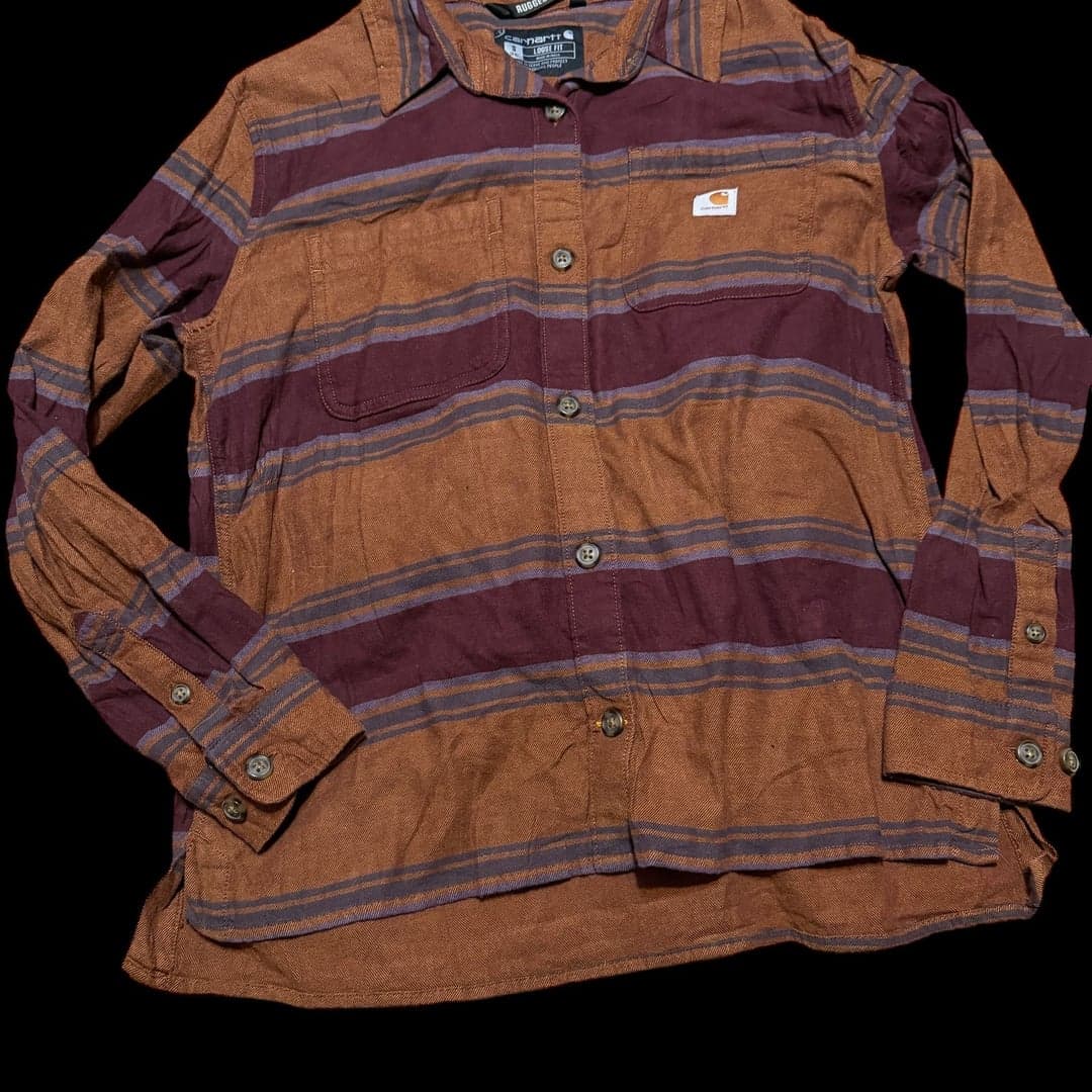 Carhartt Rugged Flex Loose Fit Midweight Flannel Long-Sleeve Plaid Shirt S - Image 1