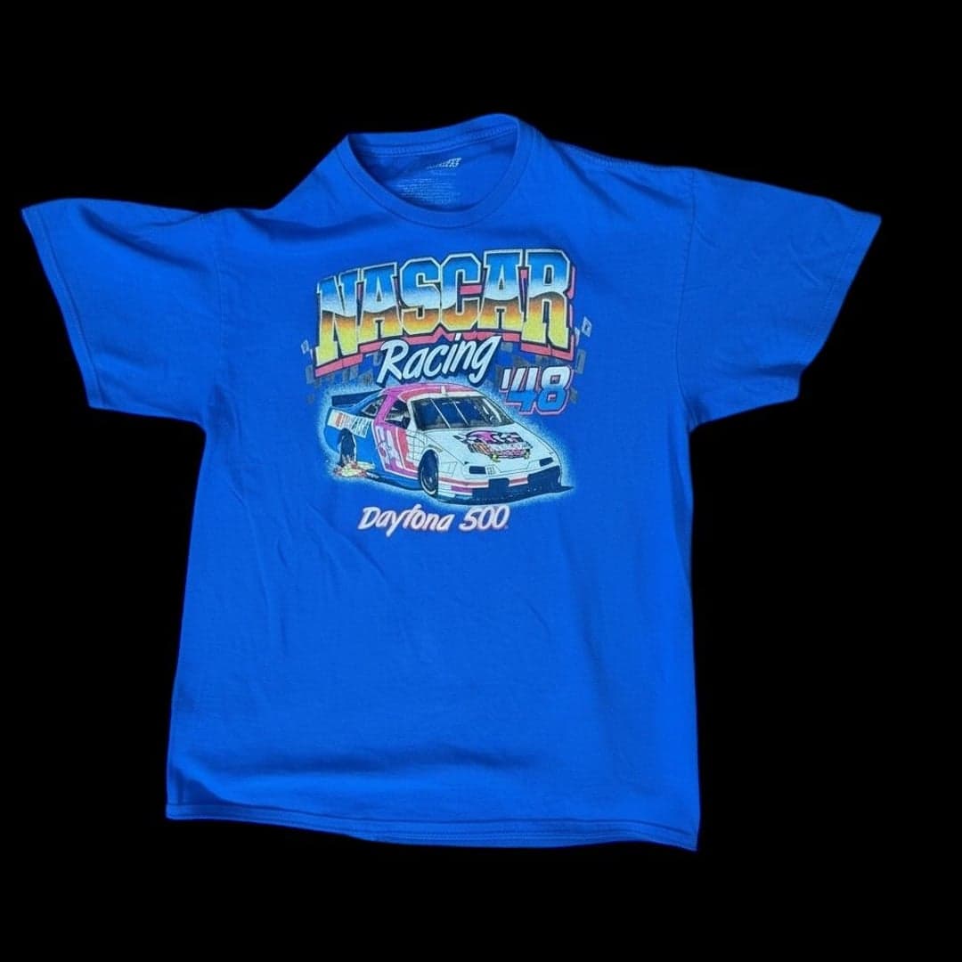 NASCAR Racing '48 Daytona 500 Graphic Tee T-Shirt Blue Men's Size M - Image 1