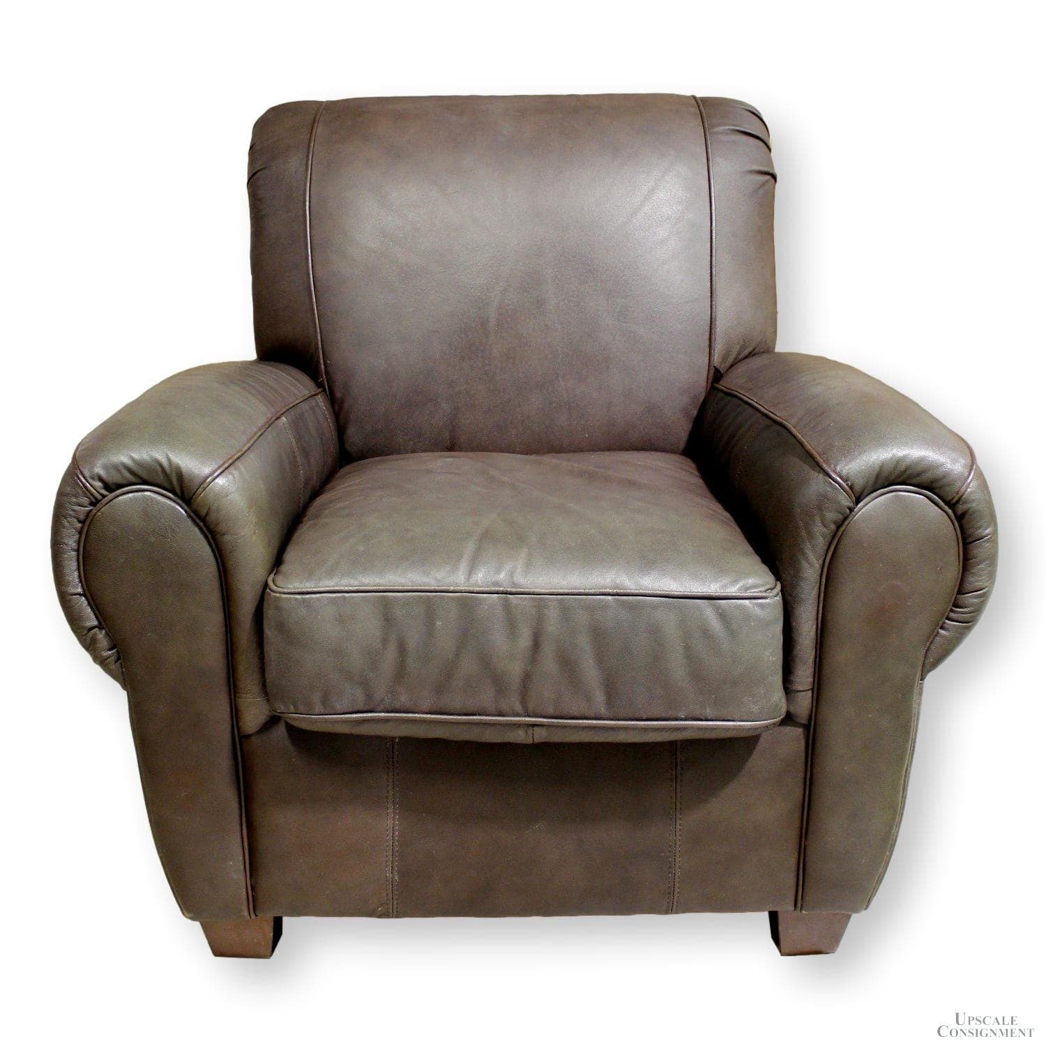 Distinctive Designs Furn. USA Brown Leather Club Chair - Brown - Image 1