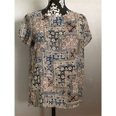 J. Jill Women's XS Multicolor Sheer Floral Bohemian Blouse Short Sleeve - Image 1