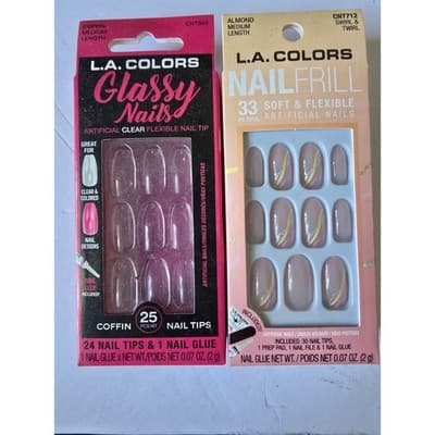 LA COLORS Glassy Nails Artificial Clear Coffin Medium Length Nail Tips 25 Pcs - Image 1