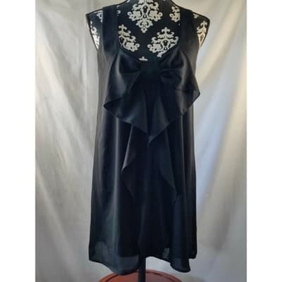 miami Womens Black Sleeveless Bow Front Ruffle Dress Party Cocktail - Image 1