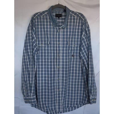 Roper Mens Plaid Long Sleeve Button Down Shirt Denim Collar XL - Image 1