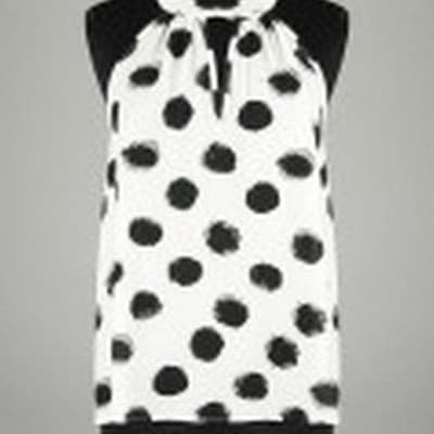 Black White Polka Dot Halter Neck Sleeveless Top Women's Size Medium - Image 1