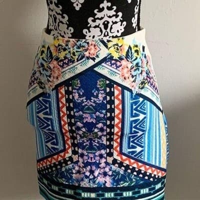 Jealous Tomato Women's A-Line Skirt M Multicolor Geometric Knee Length - Image 1