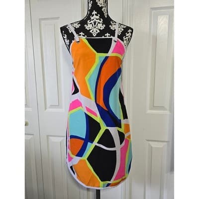 Fabletics Geometric Print Mini Dress Spaghetti Strap Sleeveless - Image 1